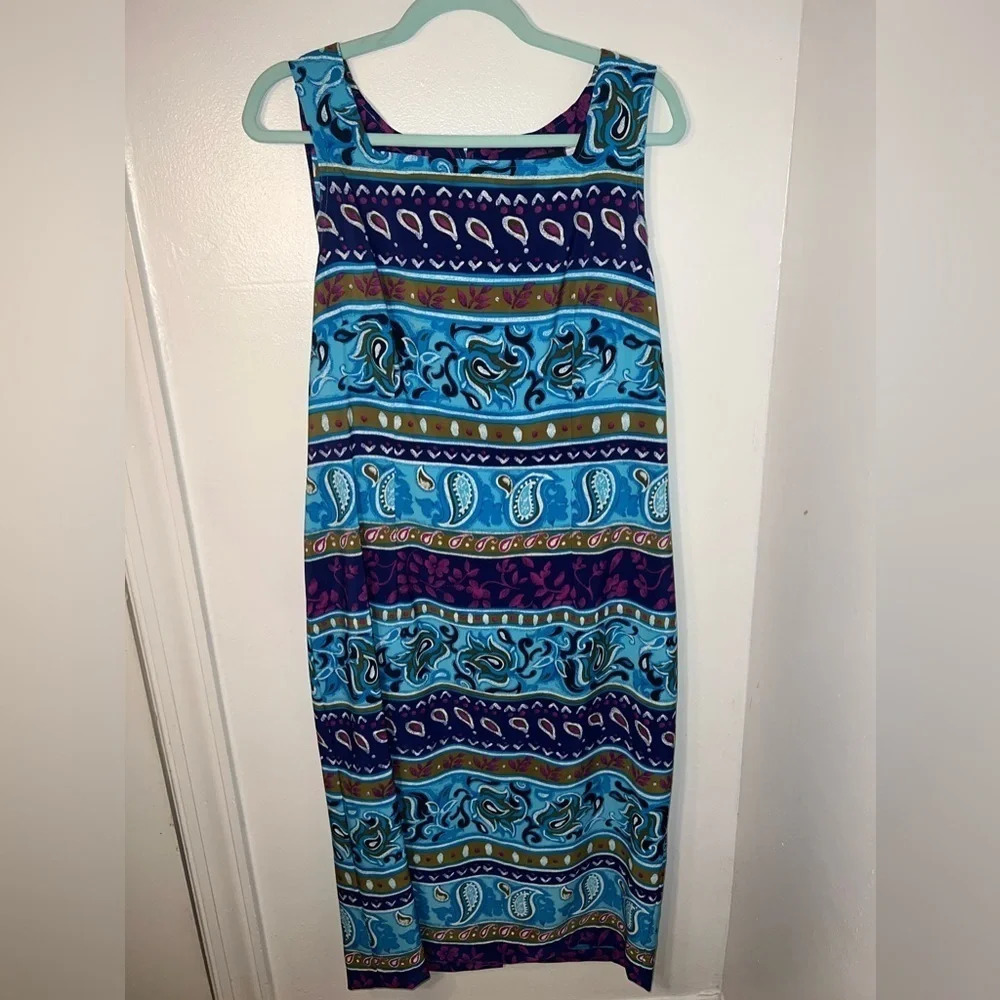 Sag Harbor,14, purple, blue paisley geometric, square‎ neck, sleeveless maxi